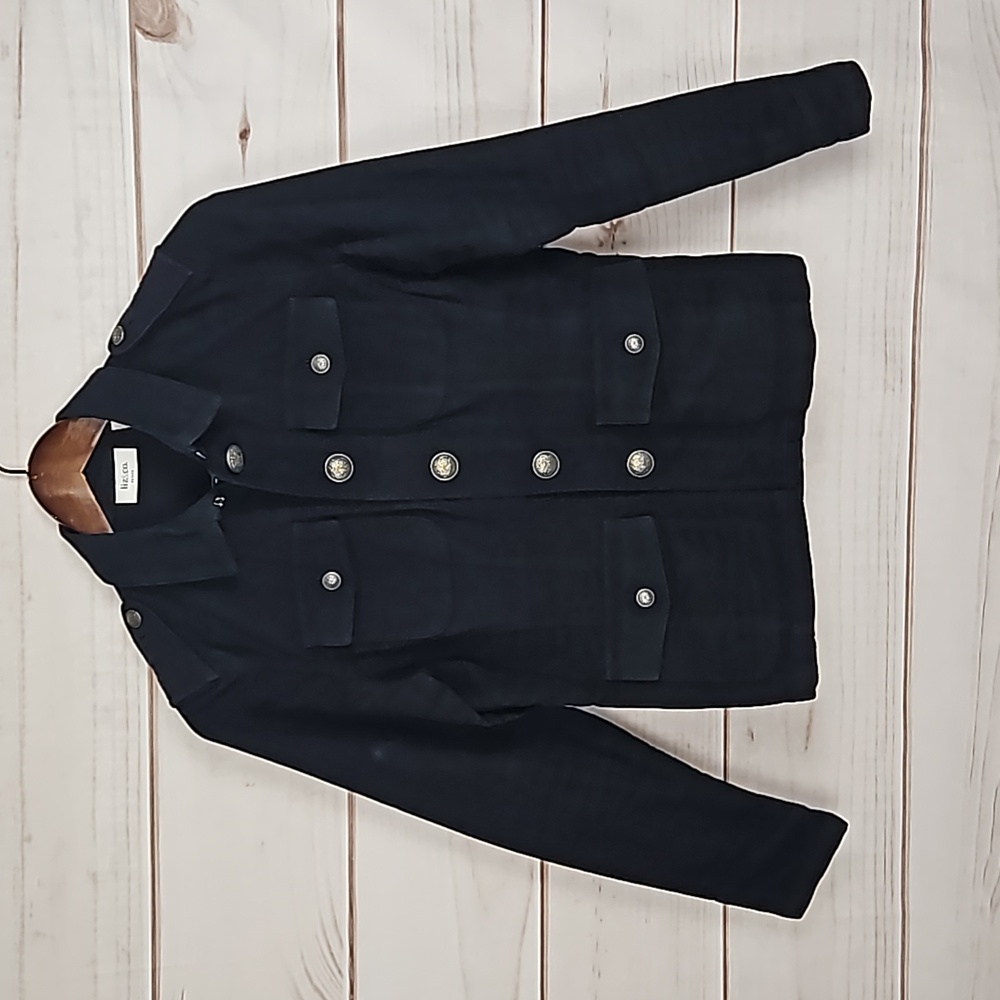 Liz & Co. Navy Blue Military Style Jacket - Size Small Petite